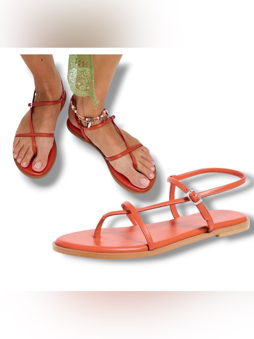FREE PEOPLE FP Collection Corsica Strappy Sandal Vermillion 8.5 NIB